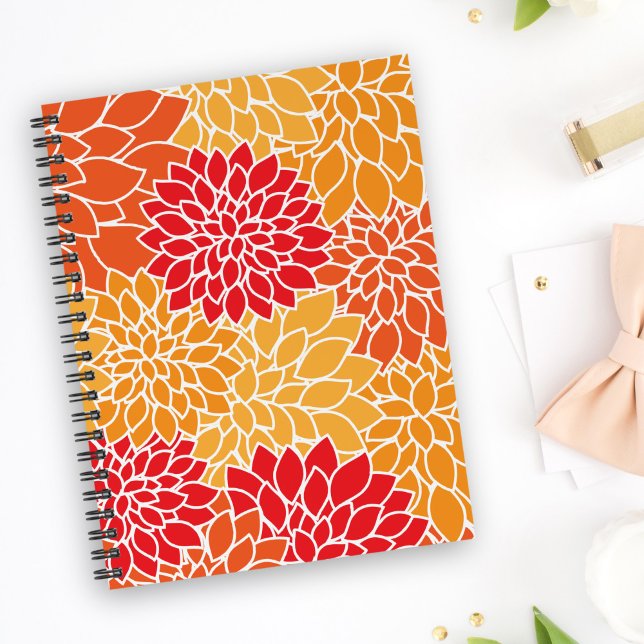 Dahlia Flowers, Pattern Of Flowers, Orange Dahlia Notebook (Creator Uploaded)