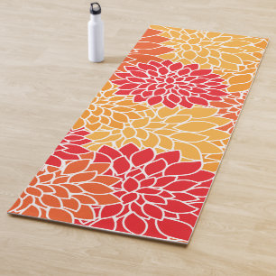 Dahlia Flowers, Pattern Of Flowers, Orange Dahlia Yoga Mat