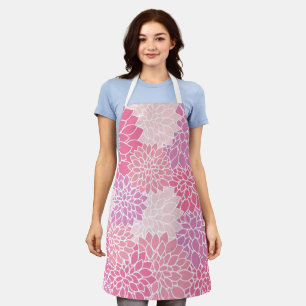 Dahlia Flowers, Pattern Of Flowers, Pink Dahlia Apron