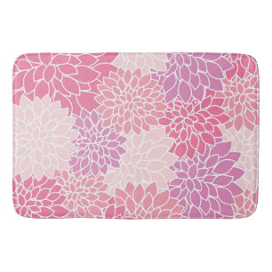 Dahlia Flowers, Pattern Of Flowers, Pink Dahlia Bath Mat