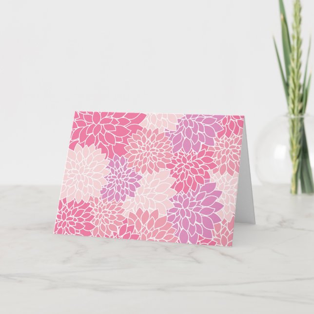 Dahlia Flowers, Pattern Of Flowers, Pink Dahlia Card (Front)