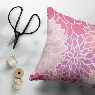 Dahlia Flowers, Pattern Of Flowers, Pink Dahlia Decorative Cushion