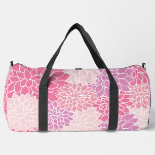Dahlia Flowers, Pattern Of Flowers, Pink Dahlia Duffle Bag
