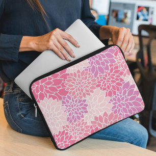 Dahlia Flowers, Pattern Of Flowers, Pink Dahlia Laptop Sleeve