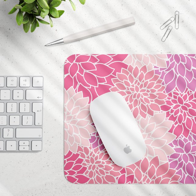 Dahlia Flowers, Pattern Of Flowers, Pink Dahlia Mouse Pad (Creator Uploaded)