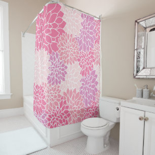 Dahlia Flowers, Pattern Of Flowers, Pink Dahlia Shower Curtain