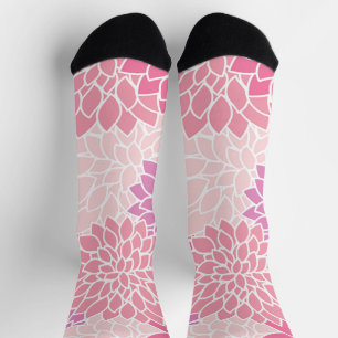 Dahlia Flowers, Pattern Of Flowers, Pink Dahlia Socks