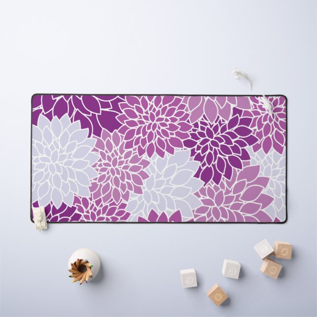 Dahlia Flowers, Pattern Of Flowers, Purple Dahlia Desk Mat (Kids Table)