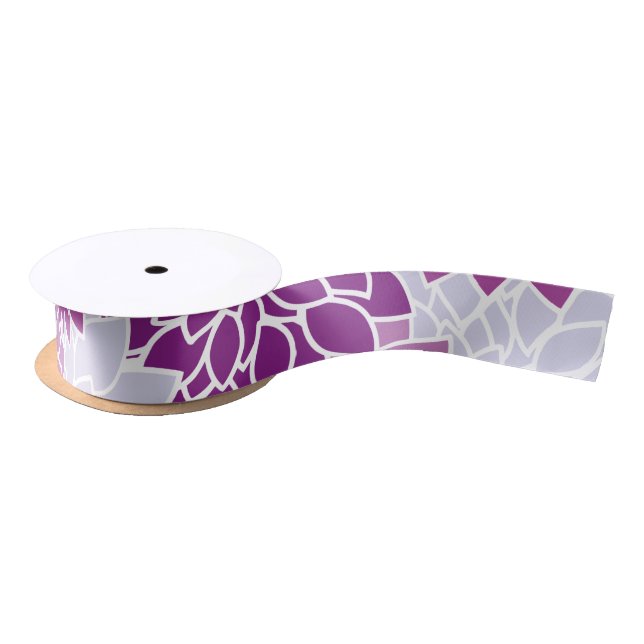 Dahlia Flowers, Pattern Of Flowers, Purple Dahlia Satin Ribbon (Spool)