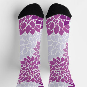 Dahlia Flowers, Pattern Of Flowers, Purple Dahlia Socks