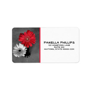 Dahlia Flowers Still Life Red Splashed Monochrome Label