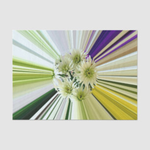 Dahlia Flowers Striped Floral Tissue Paper