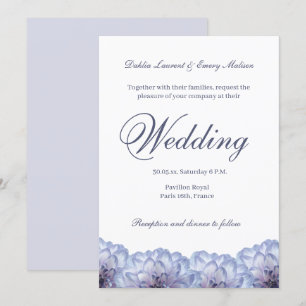 Dahlia Flowers White Lilac Elegant Floral Wedding Invitation