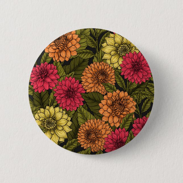 Dahlia garden 6 cm round badge (Front)