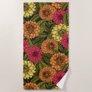 Dahlia garden beach towel
