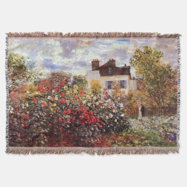 Dahlia Garden in Argenteuil Claude Monet Fine Art Throw Blanket (Front)