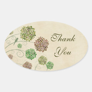 Dahlia Garden Wedding Thank You Oval Sticker