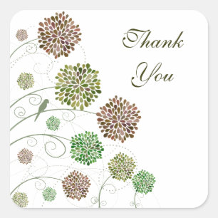 Dahlia Garden Wedding Thank You Square Sticker