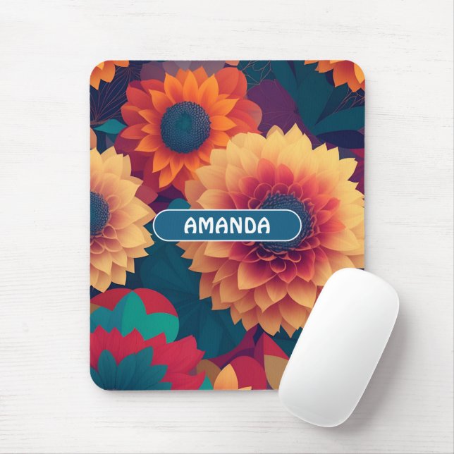 Dahlia Geometric Colourful Personalised Pattern Mouse Pad (With Mouse)