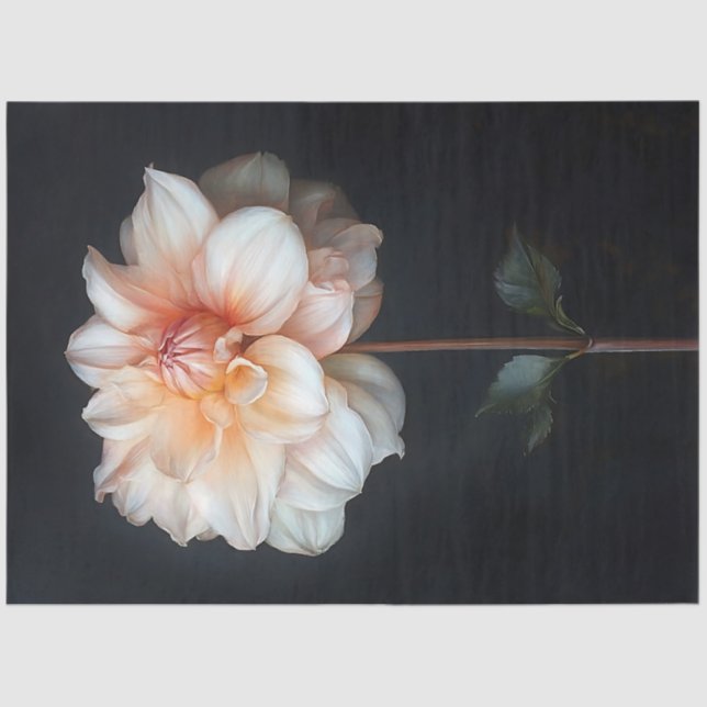 Dahlia in Bloom Botanical Painting Decoupage Tissue Paper (Front)