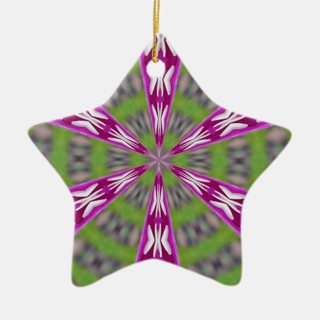 Dahlia Kaliediscope Ceramic Tree Decoration (Front)