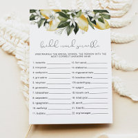 DAHLIA Lemon Bridal Shower Word Scramble Game
