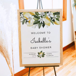 Dahlia - Lemon Citrus Floral Baby Shower Welcome Poster
