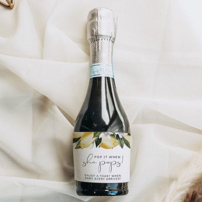DAHLIA Lemon Citrus Fruit Pop It When She Pops Sparkling Wine Label (Creator Uploaded)