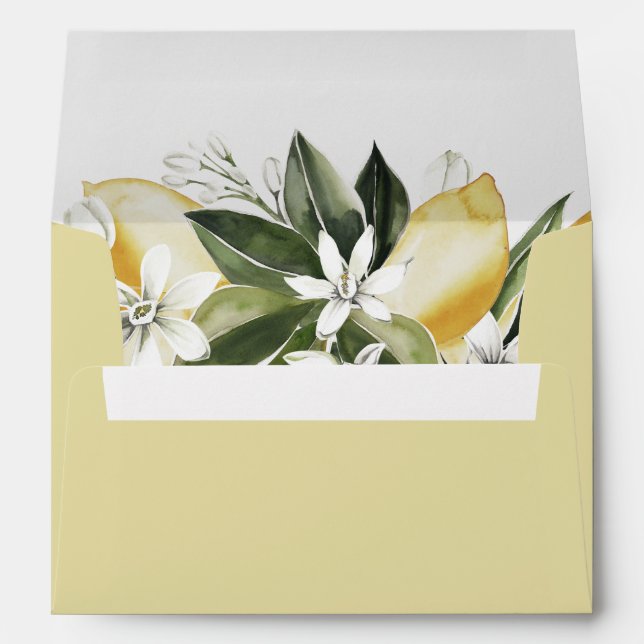 DAHLIA Lemon Citrus Fruit Summer Floral Envelope (Back (Bottom))