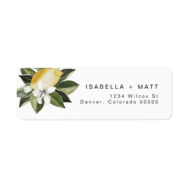 DAHLIA Lemon Citrus Fruit Summer Return Address Label (Front)