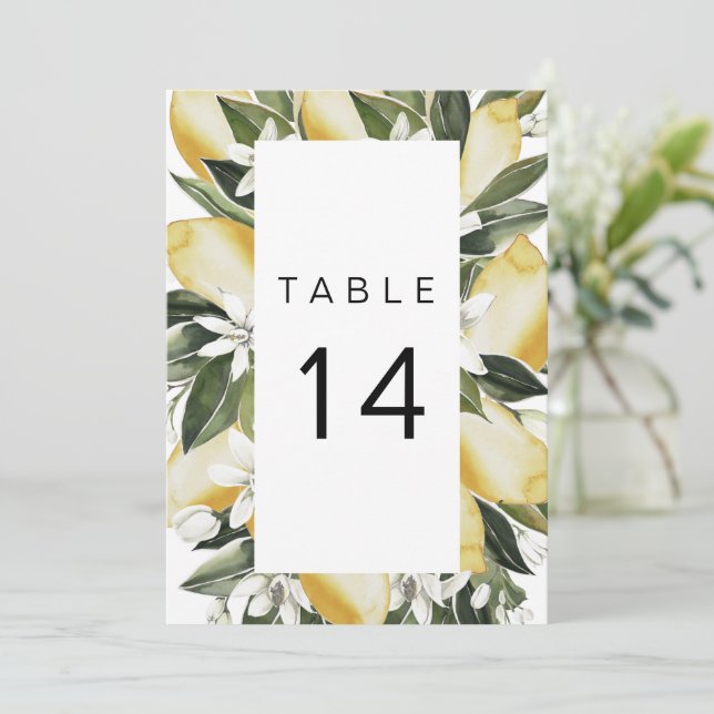 DAHLIA Lemon Citrus Garden Fruit Table Number (Standing Front)