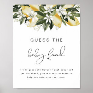 DAHLIA Lemon Guess the Baby Food Baby Shower Poster