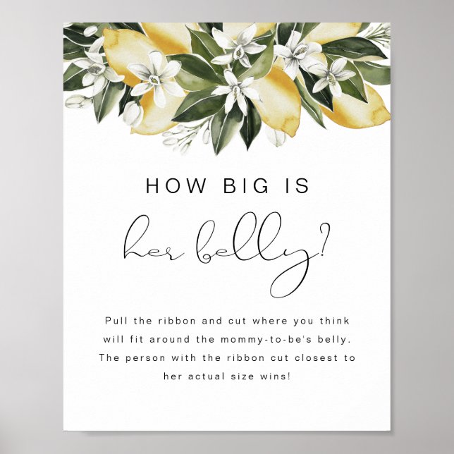 DAHLIA Lemon How Big Her Belly Baby Shower Poster (Front)