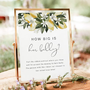 DAHLIA Lemon How Big Her Belly Baby Shower Poster