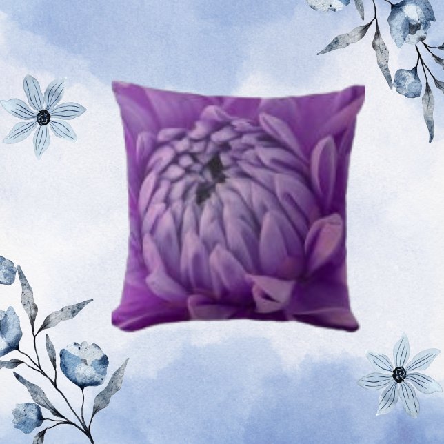 Dahlia Lilac Floral Purple Flower Cushion (Creator Uploaded)