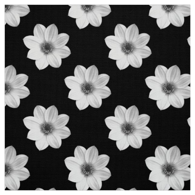 Dahlia Pattern - Black and White Fabric (Swatch)