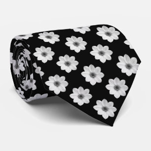 Dahlia Pattern - Black and White Tie