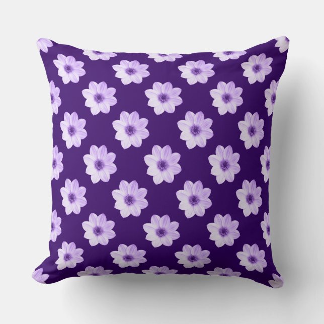 Dahlia Pattern - Deep Purple Cushion (Front)