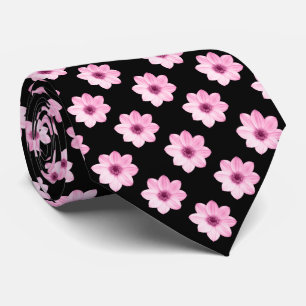 Dahlia Pattern - Pink and Black Tie