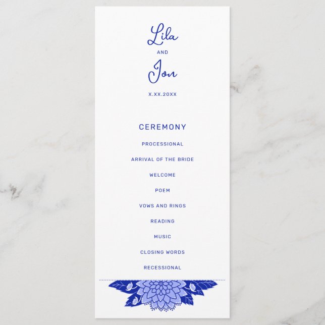 Dahlia Personalized Wedding Program (Front)