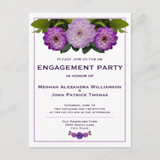 Dahlia Purple Floral Wedding Engagement Party Postcard