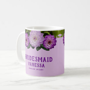 Dahlia Purple Lavender Floral Wedding Bridesmaid Coffee Mug