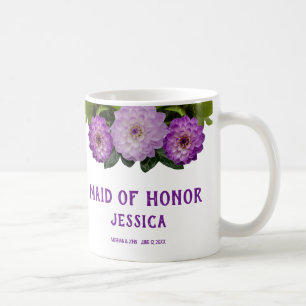 Dahlia Purple Lavender Lilac Floral Maid of Honour Coffee Mug