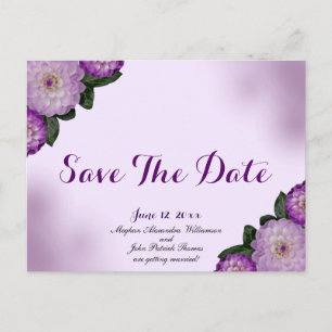 Dahlia Purple Lavender Lilac Floral Save The Date Postcard