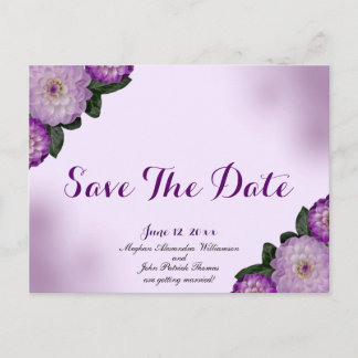 Dahlia Purple Lavender Lilac Floral Save The Date Postcard