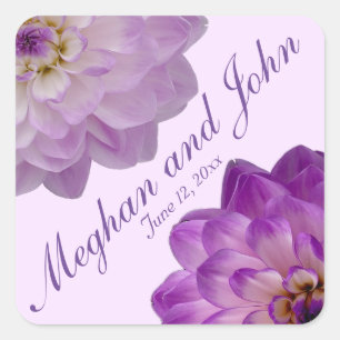 Dahlia Purple Lavender Lilac Floral Wedding Square Sticker