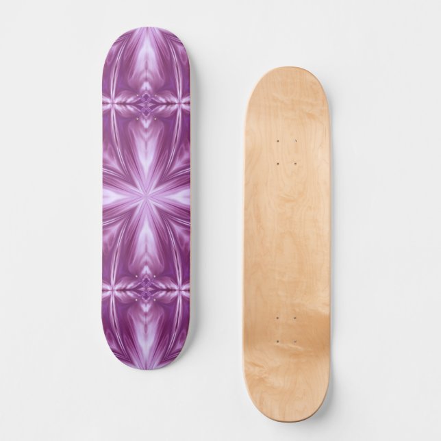Dahlia Purple Milky White Clouds Abstract Pattern Skateboard (Front)