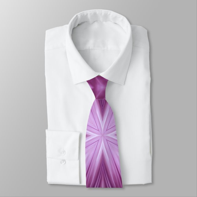 Dahlia Purple Milky White Clouds Abstract Pattern Tie (Tied)