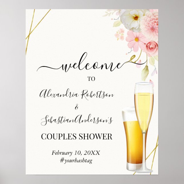 Dahlia & Roses Couples Wedding Welcome Sign (Front)