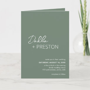 Dahlia Sage Green Contemporary Modern Wedding Invitation